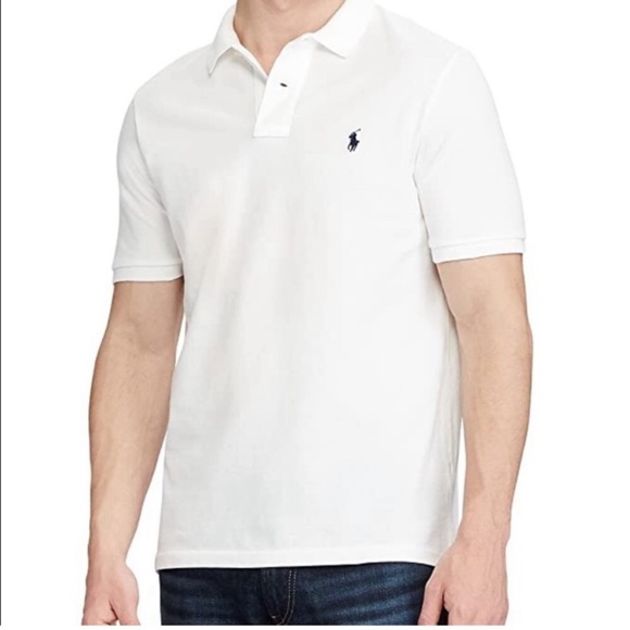 Polo by Ralph Lauren The Mesh Shirt in solid white with navy logo, Large - Picture 11 of 11